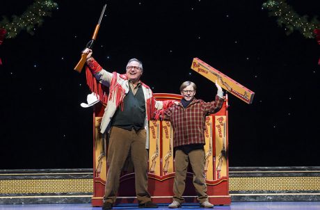 Jean Shepherd (Chris Carsten) and Myles Moore (Ralphie) extol the virtues of the Red Ryder air rifle. 4Wall provided the touring package to facilitate the show’s needs. Photo by Jesse Schreve