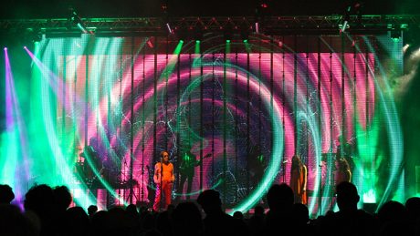 LD Martin Thomas had help from his son, Avery, on the digital media content for Todd Rundgren, just one of a slew of shows on the road in this hot summer season. Photo courtesy Martin Thomas