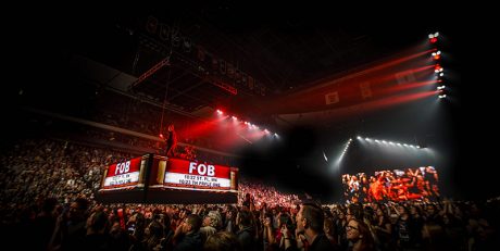 The B stage flies in the air. All Access Staging supported this tour. Photos by Elliot Ingham