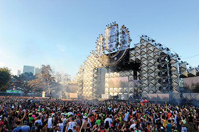 The main stage for Ultra Music Festival 2013 was made from 176 smaller pyramids