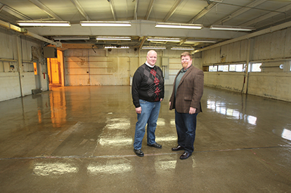 From left, Brad Hayes and Bill Ross at new headquarters facility for TLS Productions, Inc. in Ann Arbor, MI