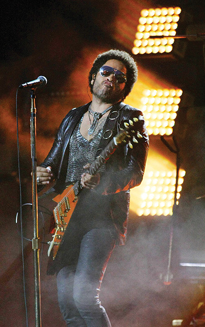 Lenny Kravitz performing at the US Open Tennis Championships Opening Ceremony in front of Ayrton MagicPanel 602 fixtures. Photo by Monika Graff.