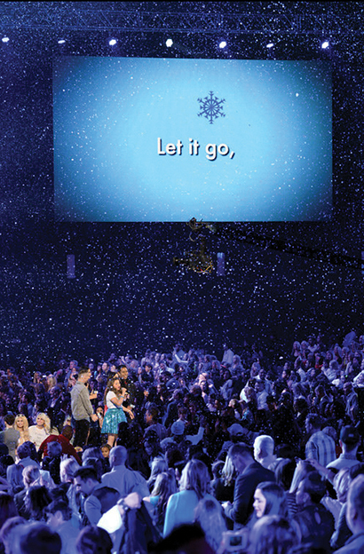 MagicSnow created a large scale snow spectacle at Nokia Theatre at L.A. Live in late April for The Radio Disney Music Awards.