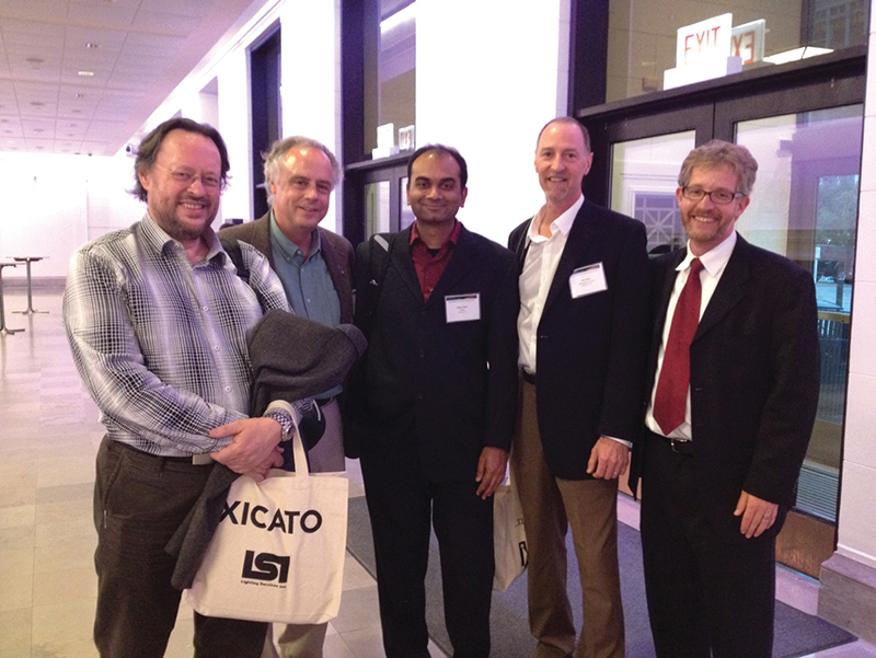 From left, Kevan Shaw (Kevan Shaw Lighting Design), Thatcher Waller (Lightswitch Architectural), Rohit Patil (Xicato), Ken Kane (Lighting Services Inc) and Scott Rosenfeld (Smithsonian American Art Museum and Renwick Gallery)