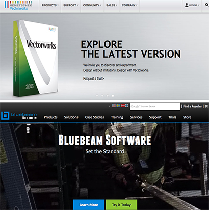 Screen shots from the Nemetscheck (above) and Bluebeam (below) website home pages