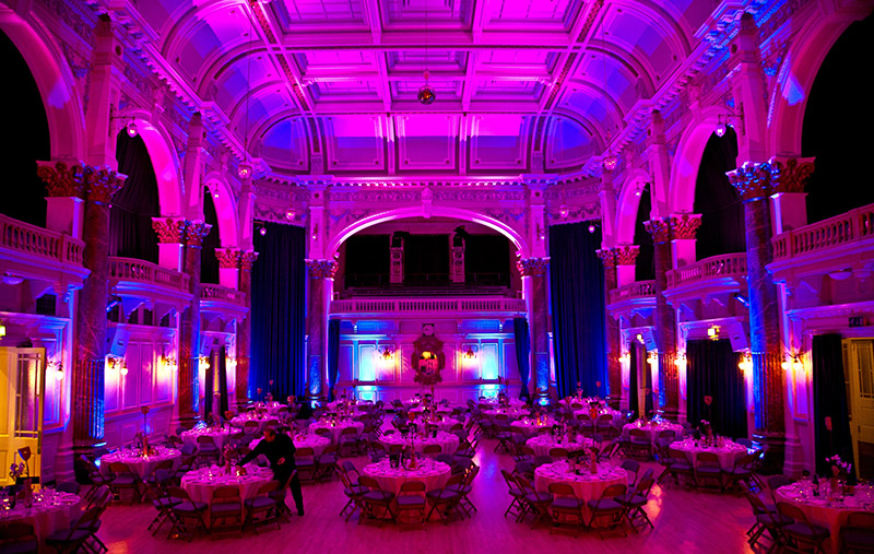 CORE Lighting ColourPoint fixtures in use at Cheltenham Town Hall. Photo by Anne Marie Randall