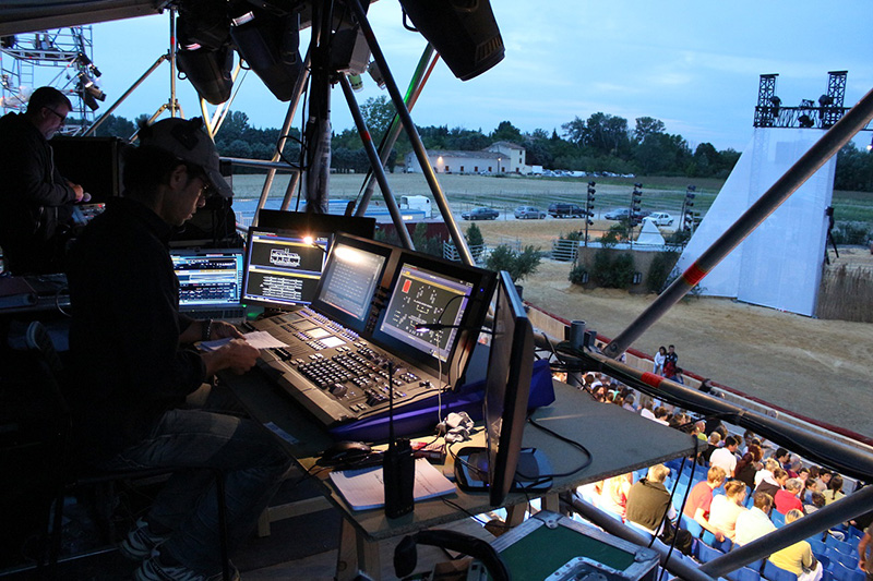 ETC partner Avab Transtechnik France (ATF), based here, provided a Cobalt 20 desk to the Avignon Festival and sold a second to Dushow, a rental provider supporting the lighting needs of the outdoor EQI Cheval Libre equestrian show in in Vaucluse, France (pictured here).