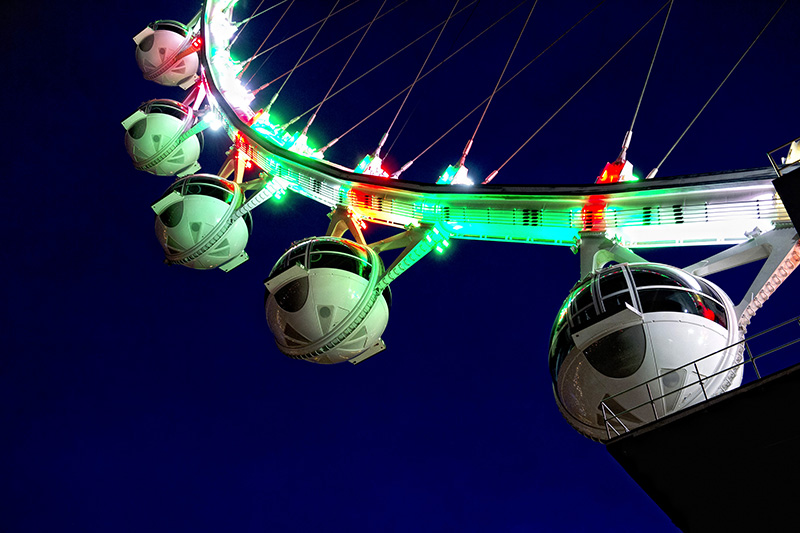 High Roller Observation Wheel in Las Vegas Lit with Martin Tripix, MAC Viper Fixtures