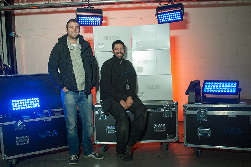 Milton Keynes, U.K. based Impact Production Services has added 24 of SGM's P-5 wash lights to their inventory. IPS managing director James Mason is pictured here, left, with senior technician Ian Brown.