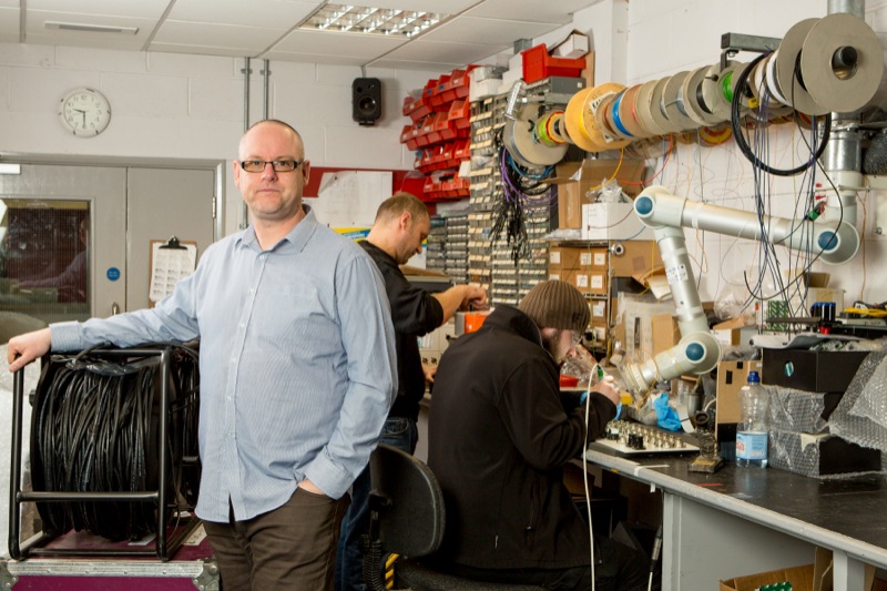 Stage Electrics increases manufacturing capacity. Pictured here is Richard Thompson, head of manufacturing.