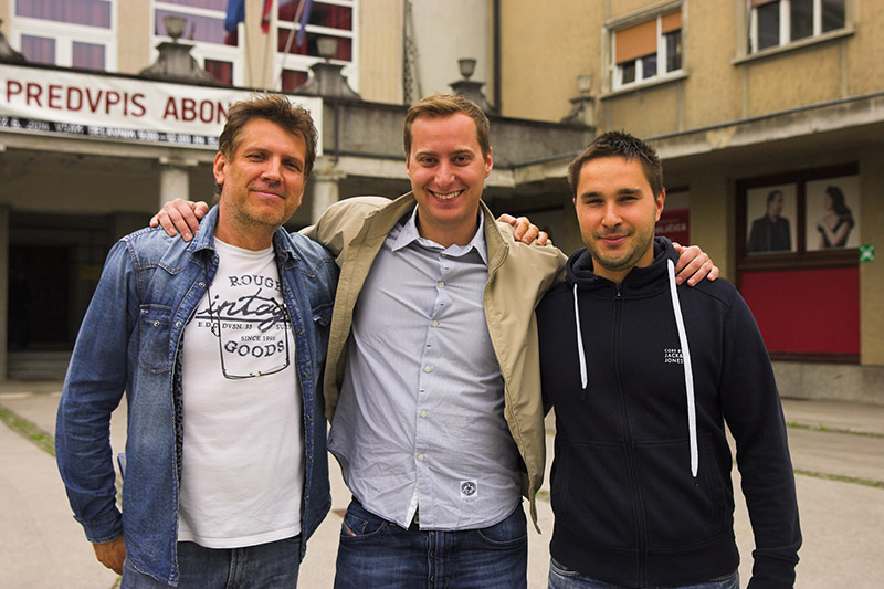 From left, Slovensko Ljudsko Gledalisce technical manager Miran Pilko; Dean Karov of MK Light Sound, Robe’s Slovenian distributor; and the theatre’s head of lighting, Jernej Repinsek.