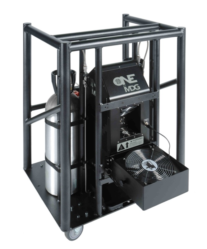 MDG’s theONE™ digital atmospheric generator in its touring bracket.