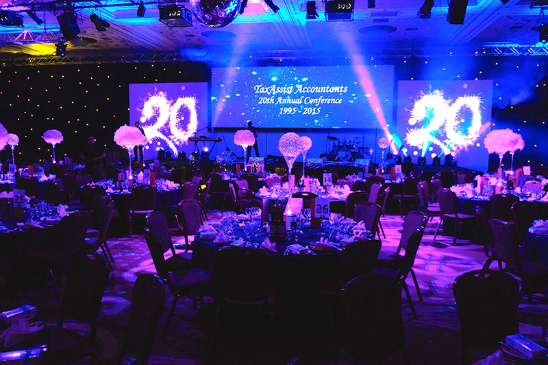 The set concept featured white scenic elements with a 30 ft wide by 9ft high widescreen at the core, flanked by two white set wings which were mapped for special 20th anniversary projections.