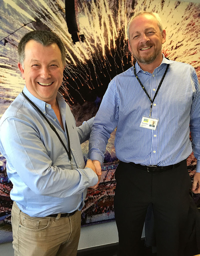 HSL’s MD Simon Stuart on the right with new FD Mick Seddon