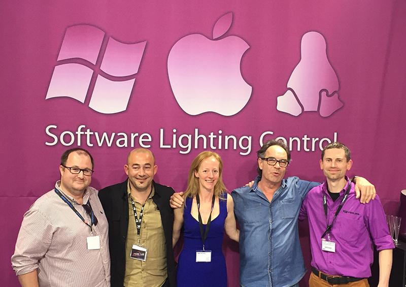 From left, Marc Pioger, Technical Sales, ESL; Olivier Torres, Technical Manager, ESL; Zoe Castle, Sales Manager, Visual Productions; Alain Cornevaux, President ESL; Maarten Engels, Director, Visual Productions