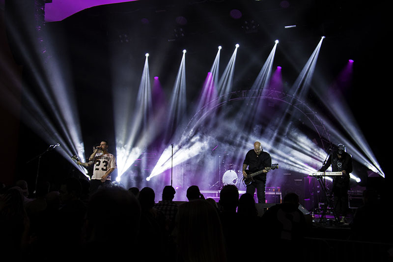 Six BMFL Spots, ten LEDBeam 1000s, six Pointes, 24 x miniPointes, together with CycFX 4s and 8s, LEDWash 1200s, 800s and 600s, MMX Blades and WashBeams were used for the launch (c) Lasse Bakke