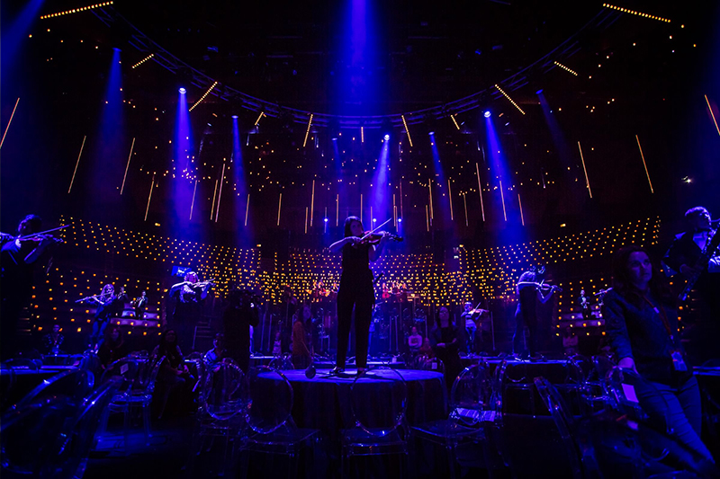 The 60 SGM LT-200 vertical tubes were driven by 22 SGM ILDs, Installation LED Drivers, run by a Madrix Media Server programmed by Blueprint. (c) Cameron Slater