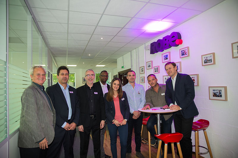 Left to right Harry von den Stemmen (Robe Lighting s.r.o. international sales manager), Elie Battah, (CFO Robe Lighting France), Bruno Garros (CEO Robe Lighting France) Jerome Lambeau (after sales department Robe Lighting France ) Messaouda Belarbi (executive assistant Robe Lighting France) Kevin Migeon (technical sales engineer Robe Lighting France), Franck Huynh (technical sales engineer Robe Lighting France) and Josef Valchar (CEO Robe Lighting s.r.o.).