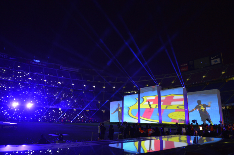FC Barcelona celebrations with Clay Paky Mythos and A.leda BEYE K20s