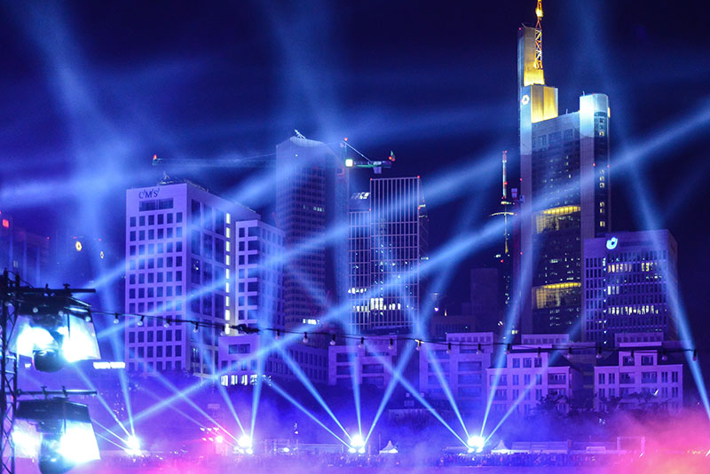 Frankfurt's Bridges Light Up to Mark 25 Years of Reunification; Clay Paky Fixtures Used