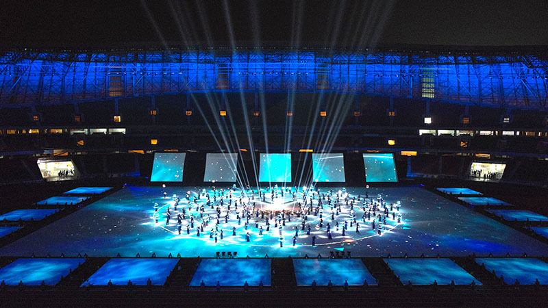 For the 2015 All Africa Games, Concept K joined the With Up agency to create the event’s lighting and visual design. Project lighting designer Jean-Francois Bonnement suggested BMFL Blades for all the long throw work in the stadium. Concept K LD Christophe Roirand also supported the decision to go with 32 BMFL Blades for the Opening Ceremony. Photos by Concept K