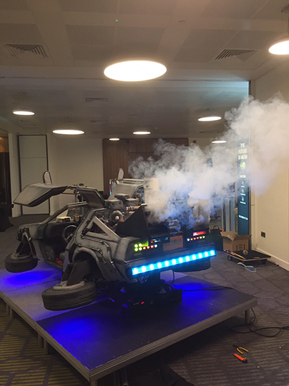 Vision SL Equips DeLorean-shaped Cake Car with Chauvet Gear for Back to the Future Day