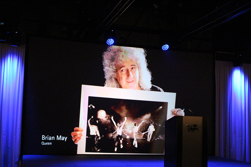 One of the highlights of the 2015 LDI Show was an exhibition of Neal Preston’s photos. Titled In the Eye of the Rock ‘n’ Roll Hurricane, the exhibition was on display Oct. 23-25, right on the show floor. Pictured here is a moment from the video reel where Queen's Brian May credits Preston for his work. Photo by Jacob Coakley