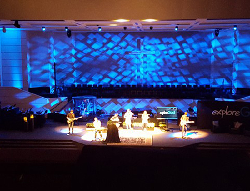 Bobby Dennis, technical director of The Heights Baptist Church, has had success using multi-tasking Rogue RH1 Hybrid fixtures from Chauvet Professional, and not just for the musical performaces staged there. He's also found the fixtures to be useful for worship services. Pictured here, Sixteen Cities from Portland performs.