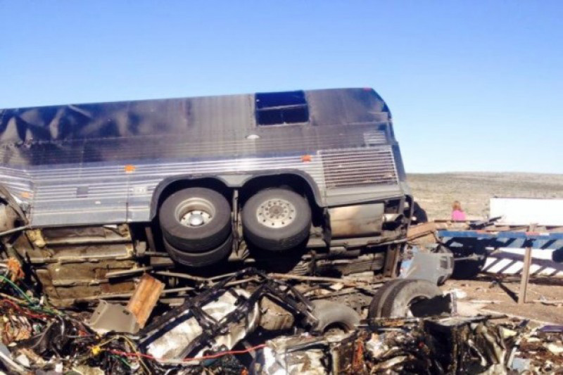 Separate tour bus crashes injured band members for Hinder and The Ghost Inside Nov. 18 and 19. The Nov. 19 crash near El Paso, pictured here, was the more serious of the two, killing The Ghost Inside’s tour bus driver, Gregory Hoke, 31, along with the driver of an 18-wheeler after a head-on collision.