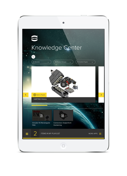 Harting Knowledge Center app, on iPad