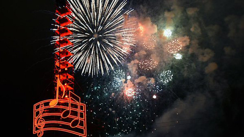 The tower featured a musical motif.