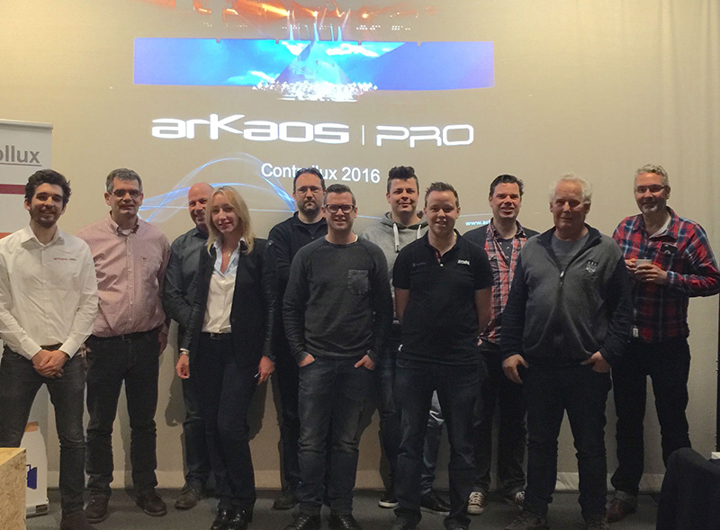 Pictured here are ArKaos' Benjamin Bauwens, Controllux managing director Enrico Daaman and ArKaos managing director Agnes Wojewoda, along with members of the Controllux team