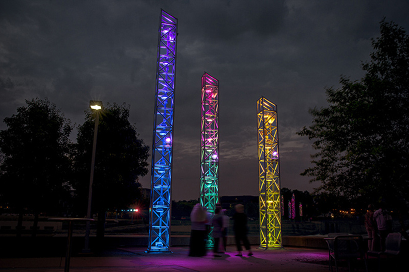 The project brightens downtown South Bend, IN.