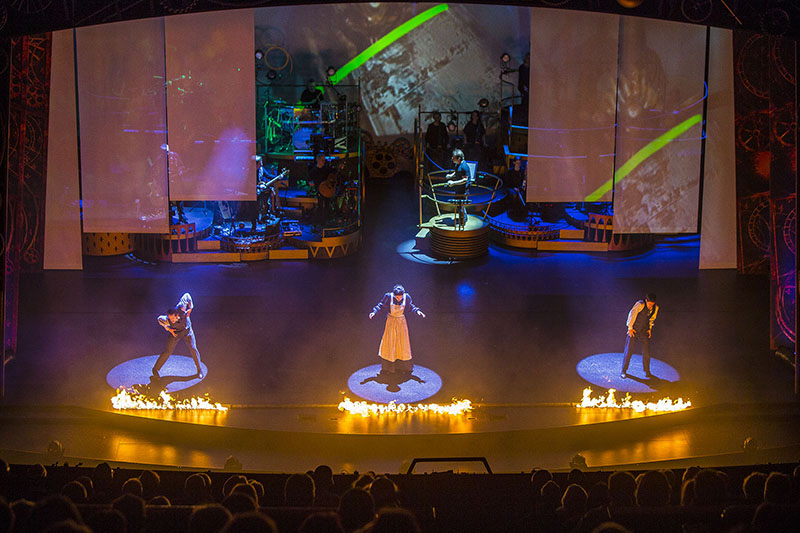 The rig includes Martin and Robe moving lights