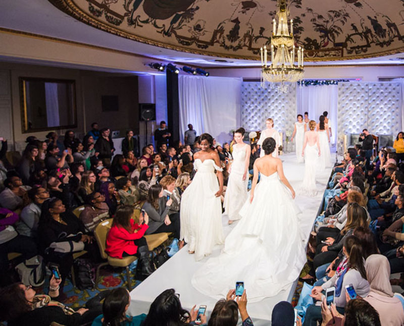 Sixteen of the RGBA-Lime fixtures to bathe the bridal show’s runway in a flat even field of light