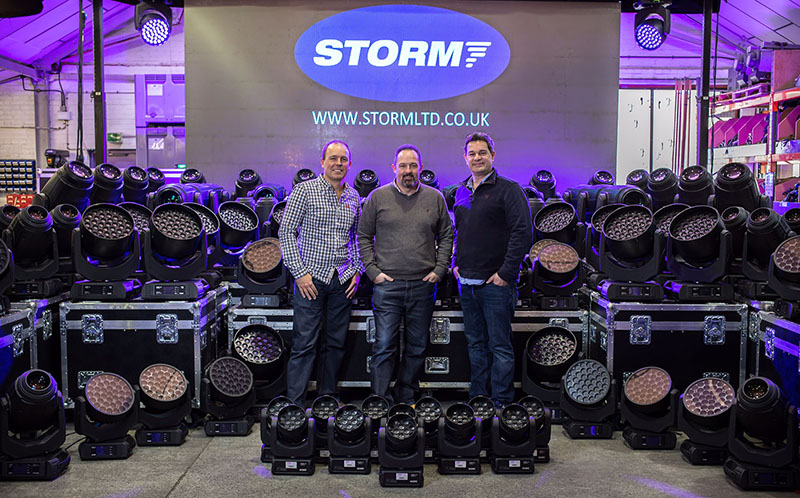 From left, Storm Lighting’s Dave Knapp, Robe UK’s Ian W Brown and Storm Lighting’s Pete Kramer.