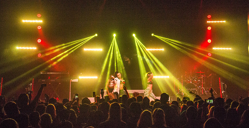 The Elation lighting and video elements support the moody-but-active show visuals.