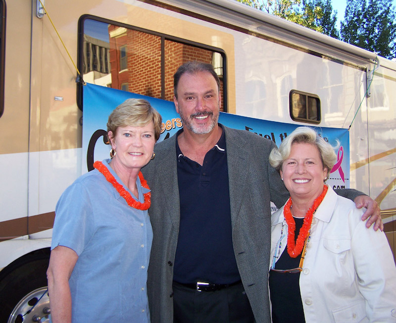 Pat Summitt with Bandit Lites chairman Michael T. Strickland and Joan Cronin, UT Knoxville’s director of Women’s Athletics. The photo was taken in 2008.