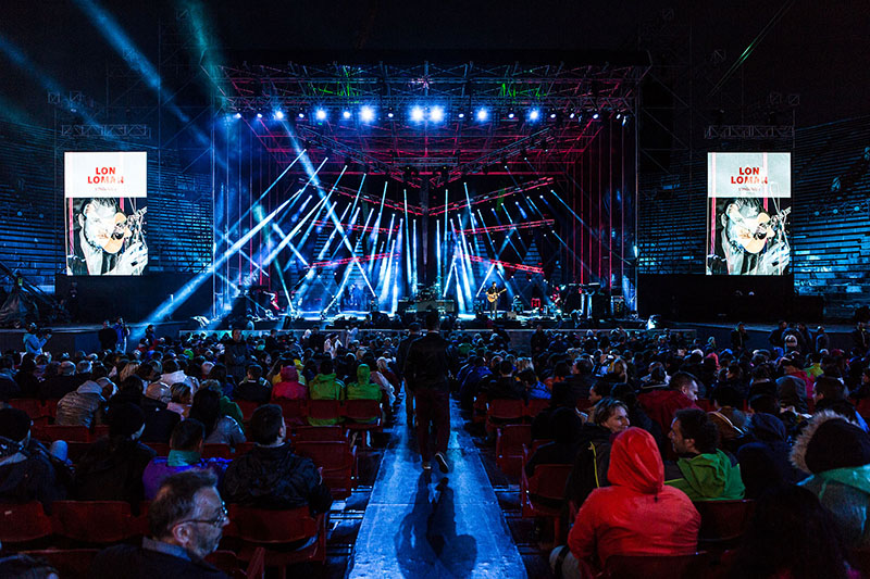 2Cellos in Verona, Italy, lit with Robe fixtures. Photo by Fabrice Gallina