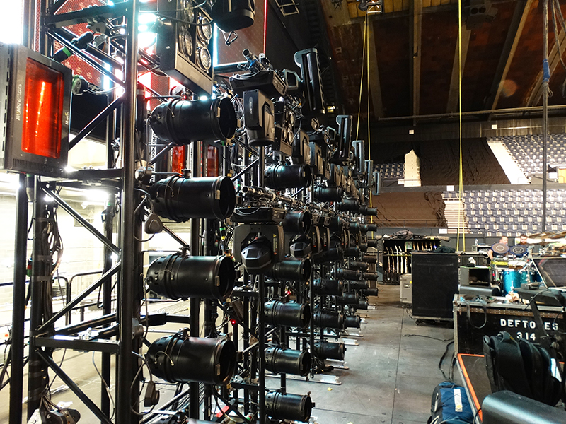 The lighting setup for the Deftones on their return to the stage in the U.K. and Europe. Entec is supplying the gear.