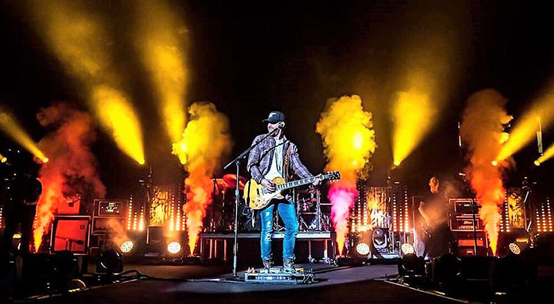 The country arist has been sharing the stage with Chauvet Professional's Vesuvio fixtures, which emit both light and fog.