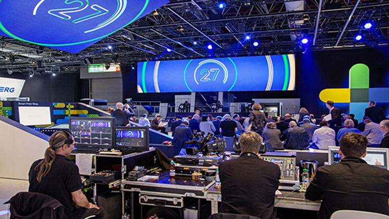 GLP fixtures lit the vast booth space