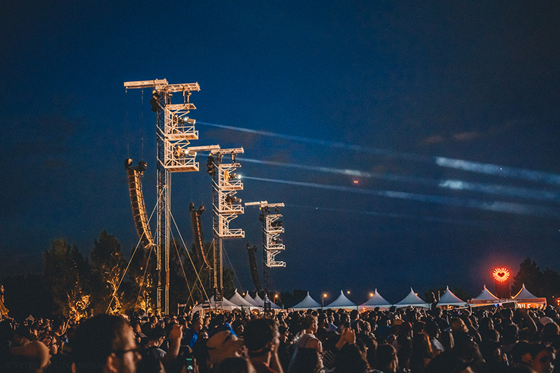 Towers utilized for followspots and PA delay stacks. Photo by Peter Ryaux-Larsen.