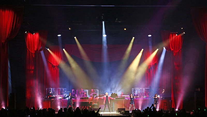 Photo by Brent Sandrock shows Manilow performing on an earlier leg of the One Last Time tour, in North America
