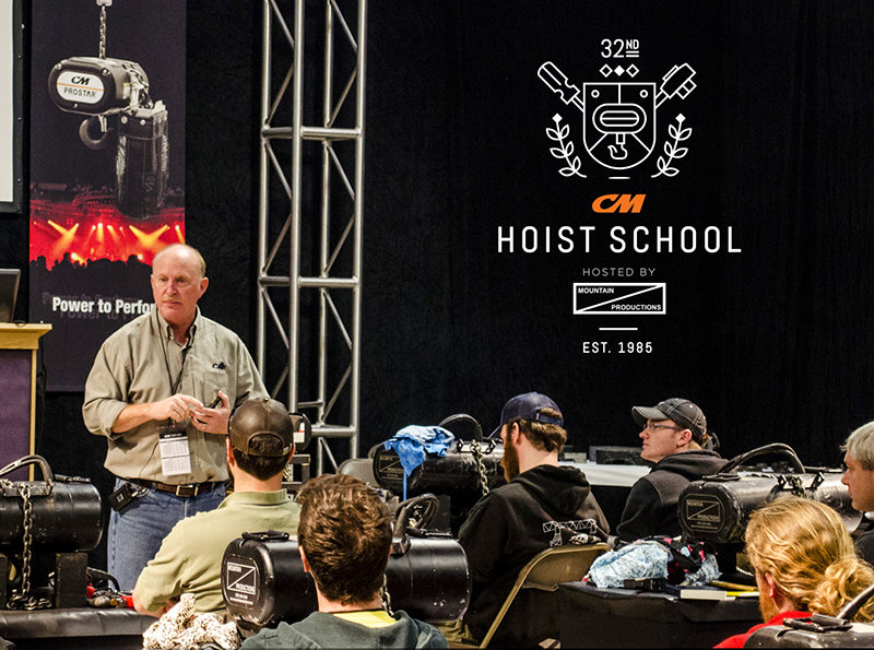 David Carmack, lead trainer for Columbus McKinnon, directing CM Hoist School students through hands-on hoist maintenance training at a previously held Hoist School event.