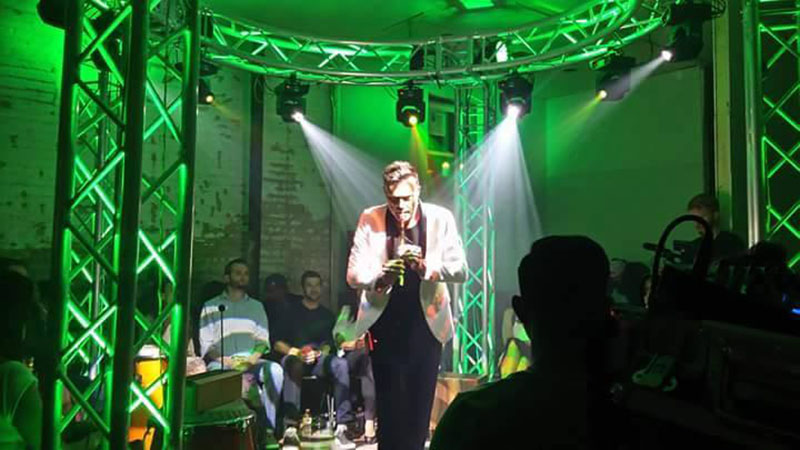 Nicholas Gunn performs, lit by Chauvet DJ Intimidators