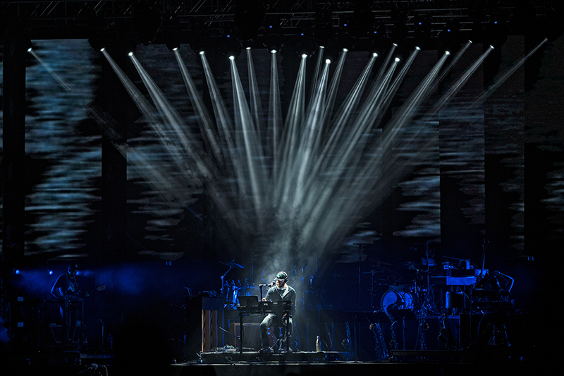 Bon Iver frontman Justin Vernon, center stage. Photos by Aaron Wallace