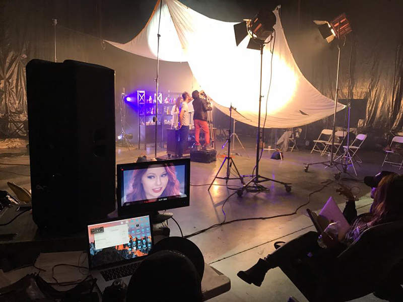 Video shoot in Bandit Lites rehearsal facility for Taylor X