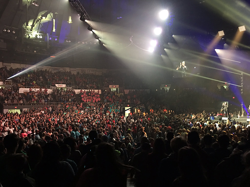 High School and Middle School students offering worship and fellowshipping at the Youth Evangelism Conference.