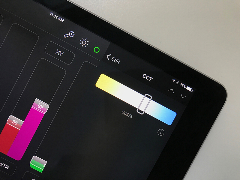The app's color temperature control